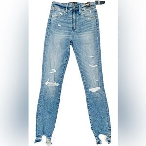 Abercrombie & Fitch Shark Bite Hem Simone High Rise Ankle Frayed Jeans Size 24